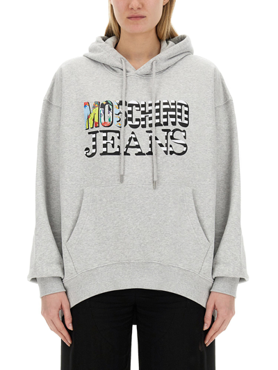 Moschino Jeans Sweatshirt With Logo In Grey