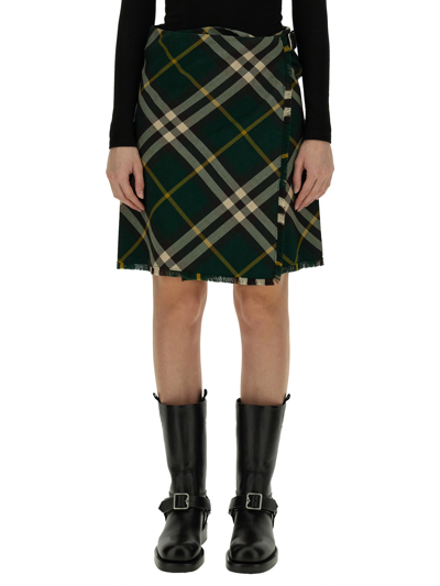 Burberry Mini Skirt In Green