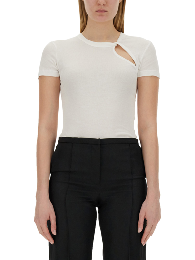 Helmut Lang Cotton Cut-out T-shirt In Blanco