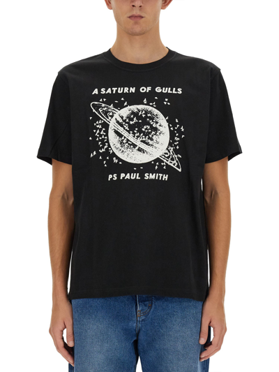 Ps By Paul Smith Ps Paul Smith Mens Reg Fit T Shirt Saturn In Black