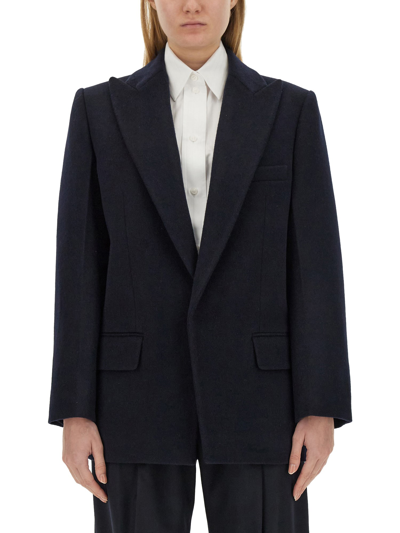 Victoria Beckham Womens Midnight Single-breasted Peak-lapel Regular-fit Wool And Cashmere-blend Blaz In Blue