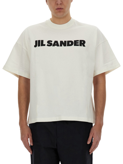 Jil Sander Logo Print T-shirt In Ivory