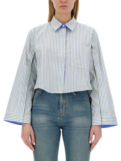 Victoria Beckham Cropped Fit Shirt In Blue