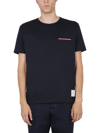 Thom Browne Jersey Cotton Short Sleeve Pocket Tee In Blue
