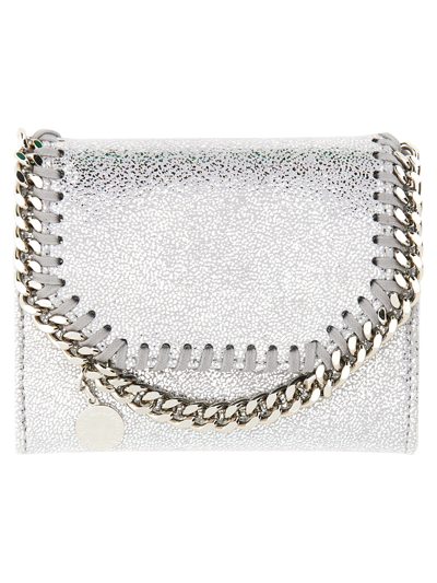 Stella Mccartney Wallet With Shoulder Strap In Silver