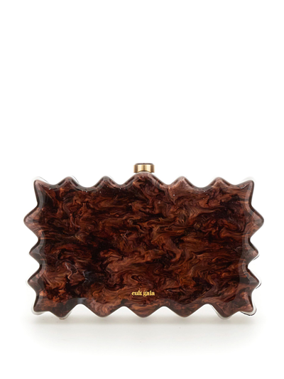 Cult Gaia Paloma Marbled Acrylic Clutch In Brown