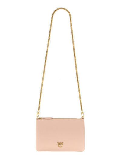 Pinko Classic Flat Love Bag Simply In Pink/dusty Pink-antique Gold