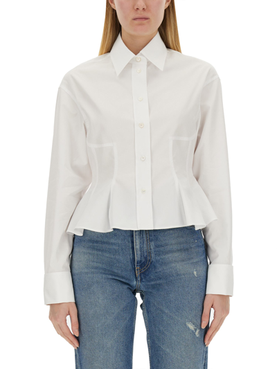 Stella Mccartney Collared Cotton Peplum Shirt In White