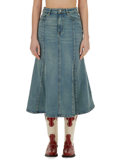 Ganni Denim Peplum Skirt