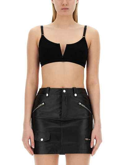 Moschino Jeans Crop Top With Logo In Black