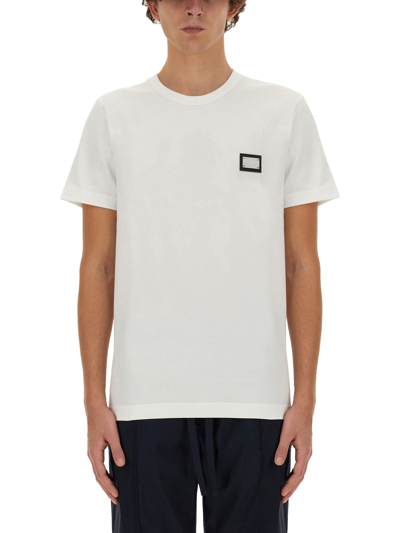 Dolce & Gabbana T-shirt With Logo Plaque In White