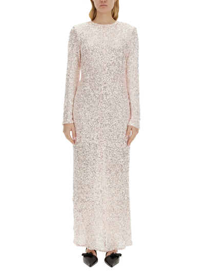 Ganni Sequined Maxi Dress In White