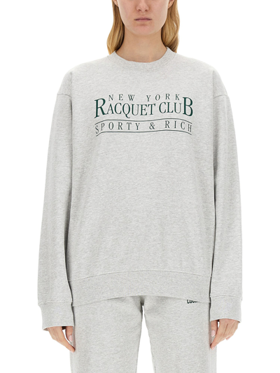 Sporty And Rich Sporty & Rich Sweatshirt With Logo Unisex In Grey