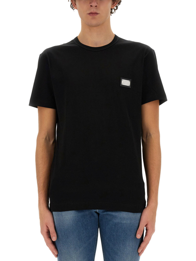 DOLCE & GABBANA T-SHIRT WITH LOGO PLAQUE