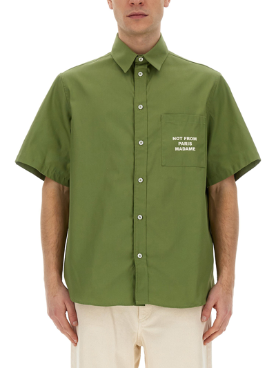 Drôle De Monsieur "slogan" Shirt In Military Green