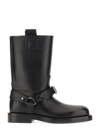 Burberry Saddle Knee-high Leather Boots In Black