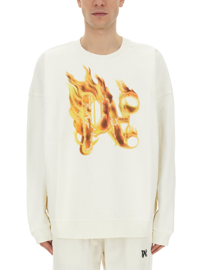 PALM ANGELS "BURNING MONOGRAM" PRINT SWEATSHIRT