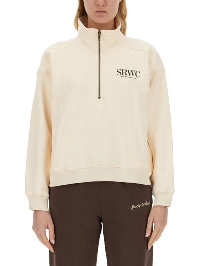 Sporty And Rich Sporty & Rich Sweatshirt With Logo In Ivory