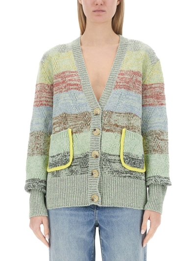 Cormio Oversized Embroidered Cardigan In Green