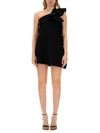 Msgm Ruffled One Shoulder Mini Dress In Black