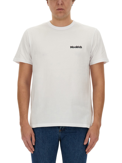 Woolrich Logo-rubberised Cotton T-shirt In White