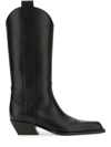 Off-white For Walking Leather Western Boots With Embroideries In Black