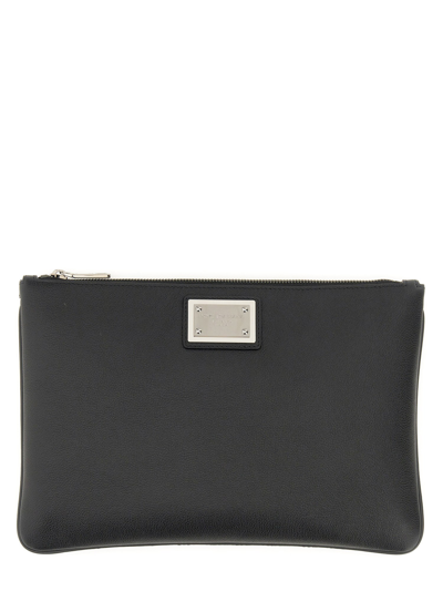 Dolce & Gabbana Clutch With Logo Plaque In Black