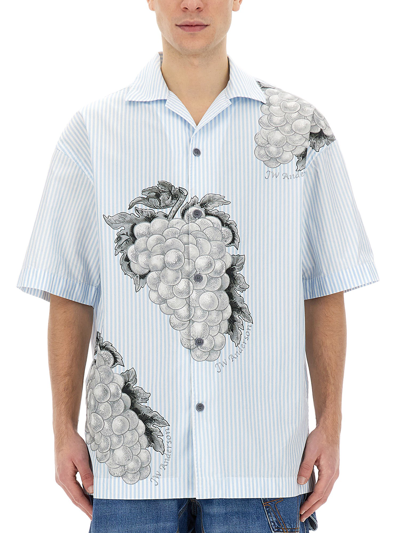 Jw Anderson Grape-print Cotton Shirt In Blue