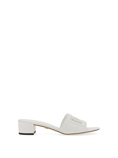 Dolce & Gabbana Slide Sandal With Logo In White