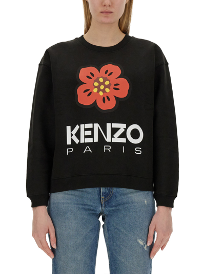 Kenzo Bokè Flower Crew-neck Sweatshirt In Black