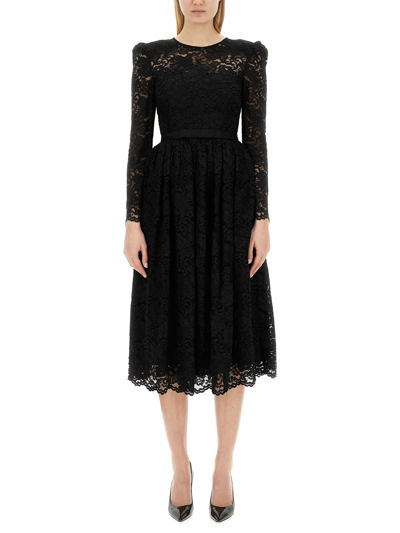 Self-portrait Corded Lace A-line Midi Dress In Black