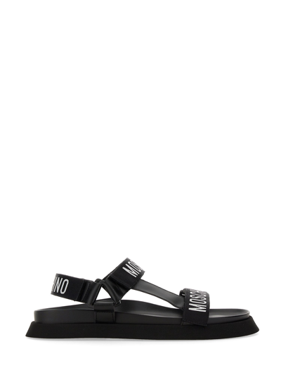 Moschino Sandal With Logo In Black
