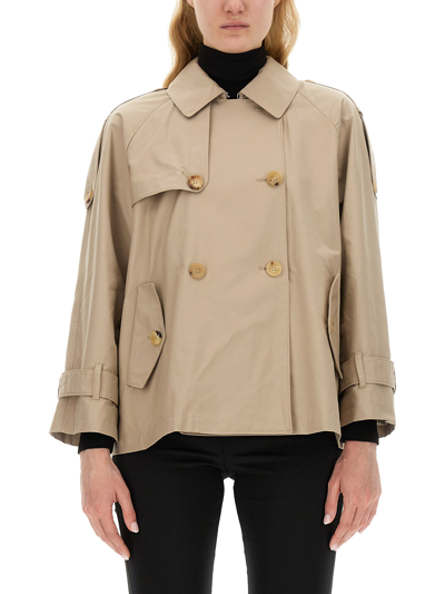 Max Mara Double-breasted Trench Coat "the Cube" In Beige