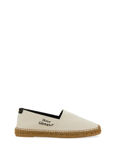 Saint Laurent Espadrille With Embroidered Logo In Neutral