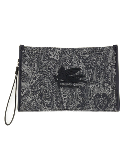 Etro Paisley Jacquard Media Pouch In Black