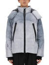 Jg1 Textured Oversized Jacket With High Collar In White