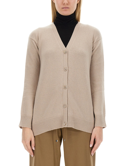 's Max Mara V-neck Long-sleeved Cardigan In Beige