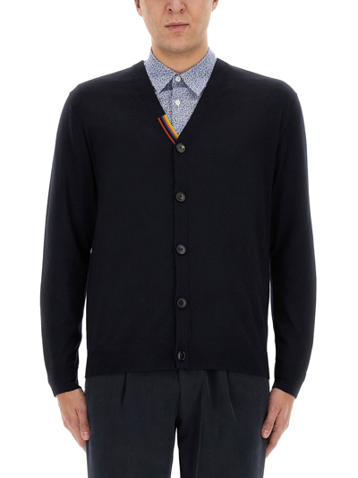 Paul Smith V-neck Cardigan In Blue