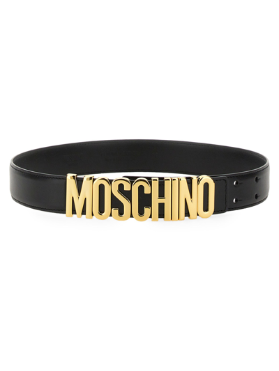 Moschino Belt With Logo In Black