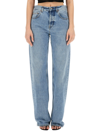 Saint Laurent Women's Jean Nico Denim Camel Pants In Denim