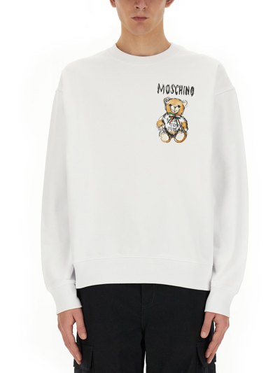 Moschino "drawn Teddy Bear" Sweatshirt In White