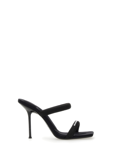 Alexander Wang Black Julie 105mm Nylon Tubular Heeled Sandals In Grey Aged