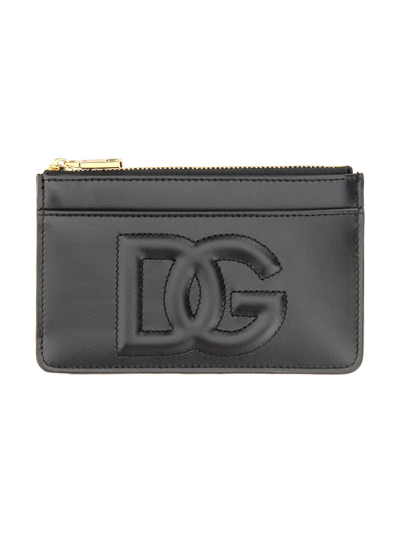 Dolce & Gabbana Leather Card Holder In Black