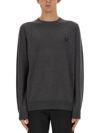 Fred Perry Classic Crew Neck Jumper In Grey