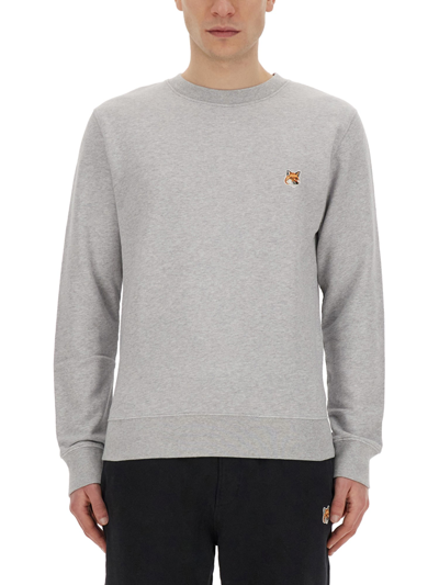 Maison Kitsuné Sweatshirt With Fox Head Patch In Grey