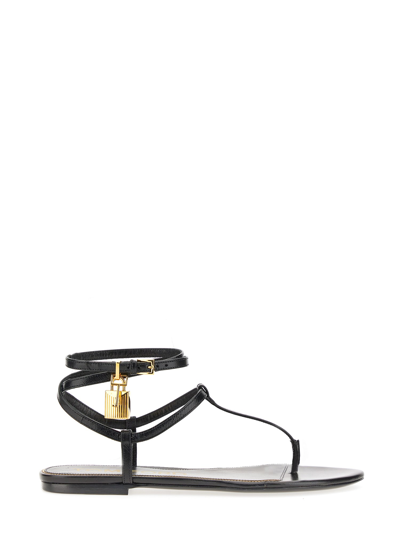 Tom Ford Padlock Thong Sandal In Black