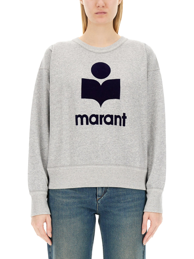 Marant Etoile Moby Logo Jersey Sweatshirt In Grey,midnight
