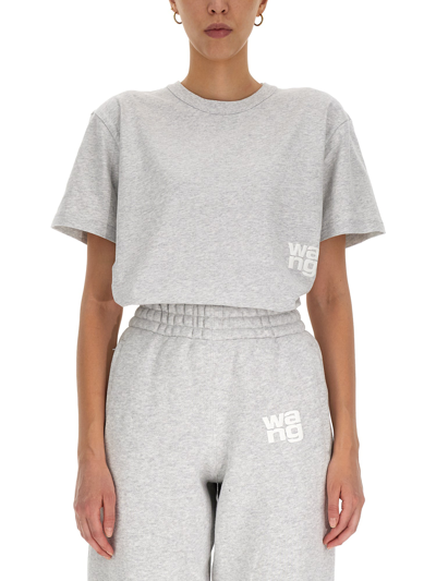 Alexander Wang T Embossed Logo T-shirt In Grey