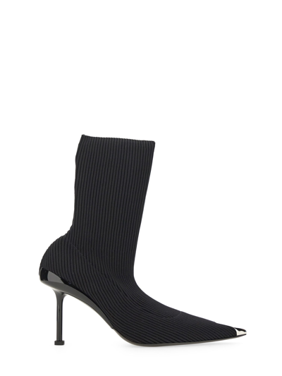 Alexander Mcqueen Slash Knit Boot In Black