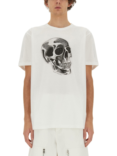 Alexander Mcqueen Skull Print T-shirt In Blanco